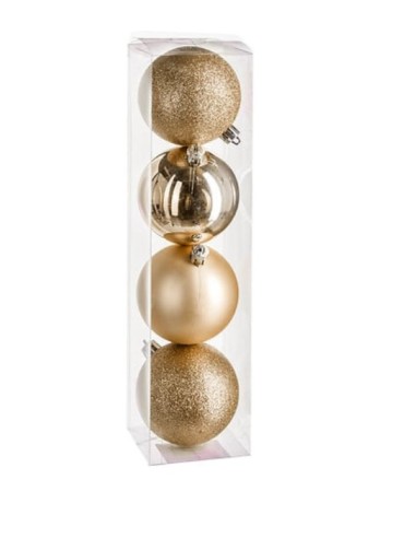 CONF 4 SFERE 129243OR PLASTICA 8CM ORO ASSORTITO