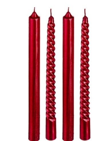 CONF 4 CANDELE 129849RG STELO H25CM ROSSO