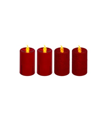 CONF 4 CANDELE 162680A ROSSE 4X7,5CM LUCE LED