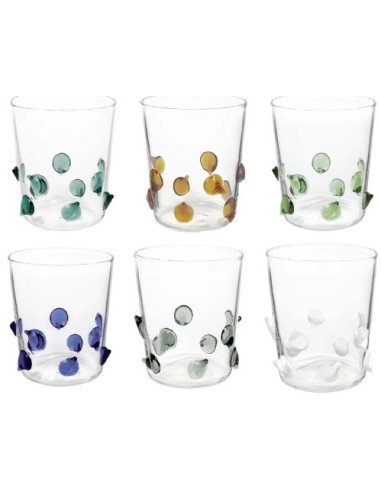 51371 SET 6 BICCHIERI GINEVRINE COLORI ASSORTITI VETRO BOROSILICATO