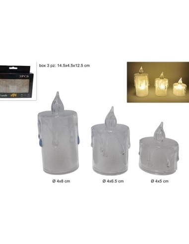 SET 3 CANDELE 225418 LUCE LED BIANCO CALDO