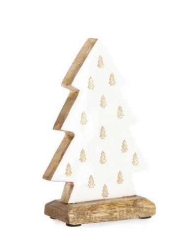 ALBERO PINO 0974944 RAYANE H17CM LEGNO BIANCO/ORO