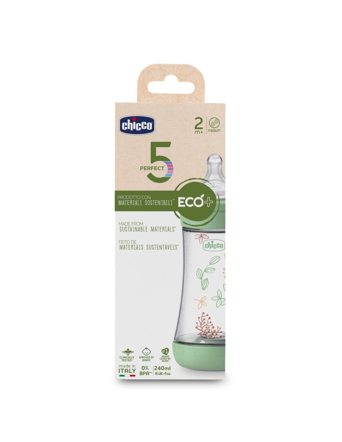 Biberon PERFECT 5 ECO+ 240ml - Flusso MEDIO | shopincasa.it