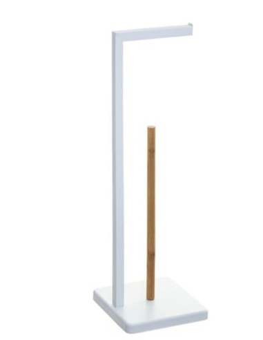 PORTAROTOLO 160925A METALLO/BAMBOO H65CM BIANCO