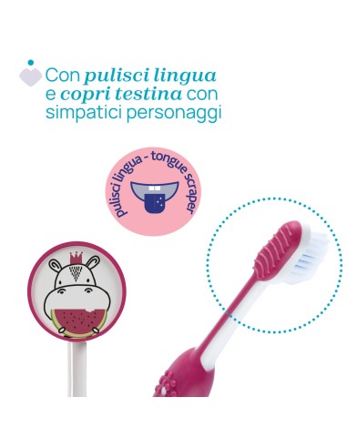 Spazzolino Chicco Hyppo Rosa per bambini 3-6 anni | Shopincasa.it