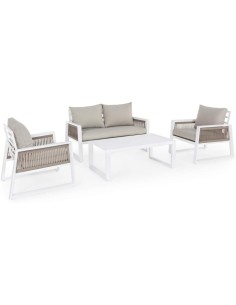 SALOTTINI: vendita online Set4 Salotto Captiva bianco, Bizzotto, set giardino, divano, 2 poltrone, tavolino, alluminio, texti...