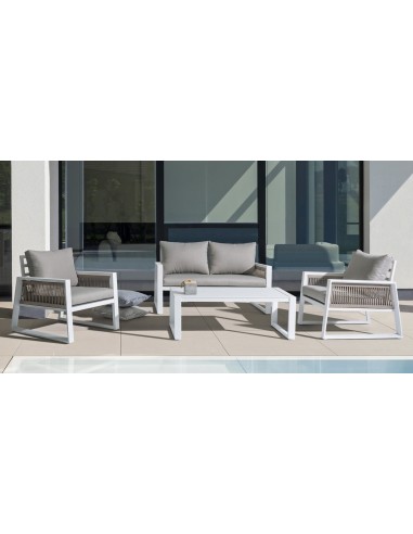 SALOTTINI: vendita online Set4 Salotto Captiva bianco, Bizzotto, set giardino, divano, 2 poltrone, tavolino, alluminio, texti...