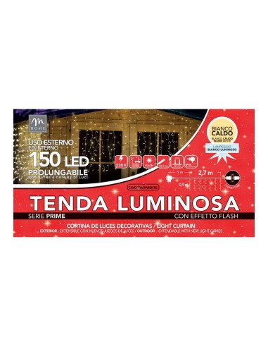 TENDA LUMINOSA 150LED BIANCO CALDO DA ESTERNO 0,9X2,7CM