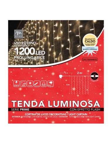 TENDA LUMINOSA 1200LED BIANCO CALDO DA ESTERNO 2X6MT