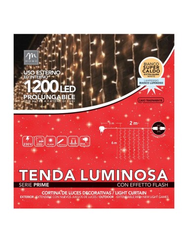 TENDA LUMINOSA 1200LED BIANCO SUPERCALDO DA ESTERNO 2X6MT