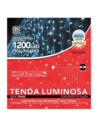 TENDA LUMINOSA 1200LED BIANCO FREDDO DA ESTERNO 2X6MT