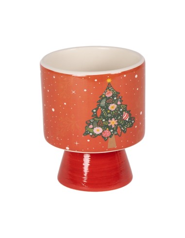 VASO 138622 CERAMICA ROSSO 12X15CM DECORO ALBERO