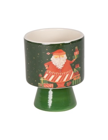 VASO 138620 CERAMICA VERDE 12X15CM DECORO BABBO NATALE