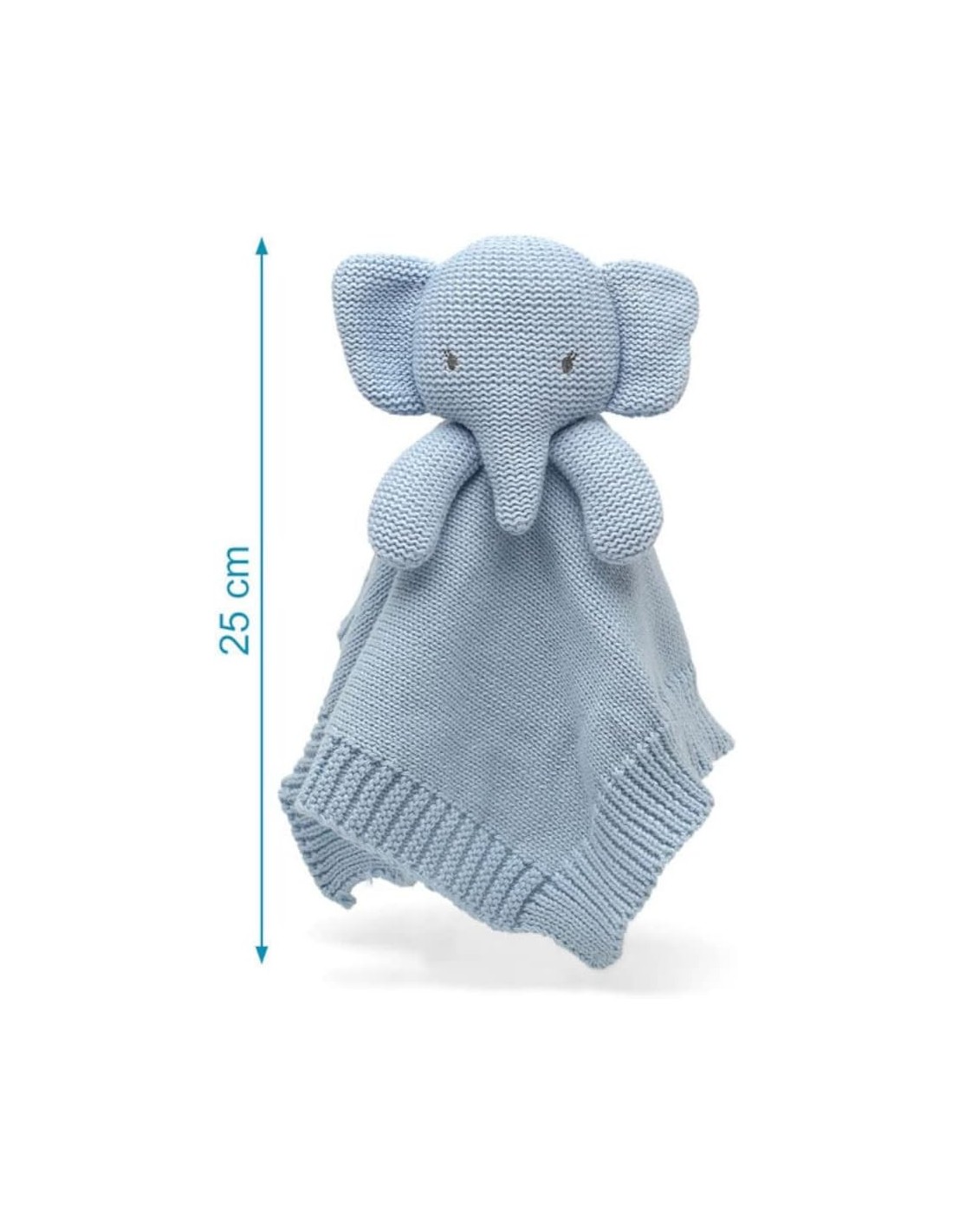 KIOKIDS Doudou Elefante Azzurro 25 cm - Peluche Morbido per Bambini