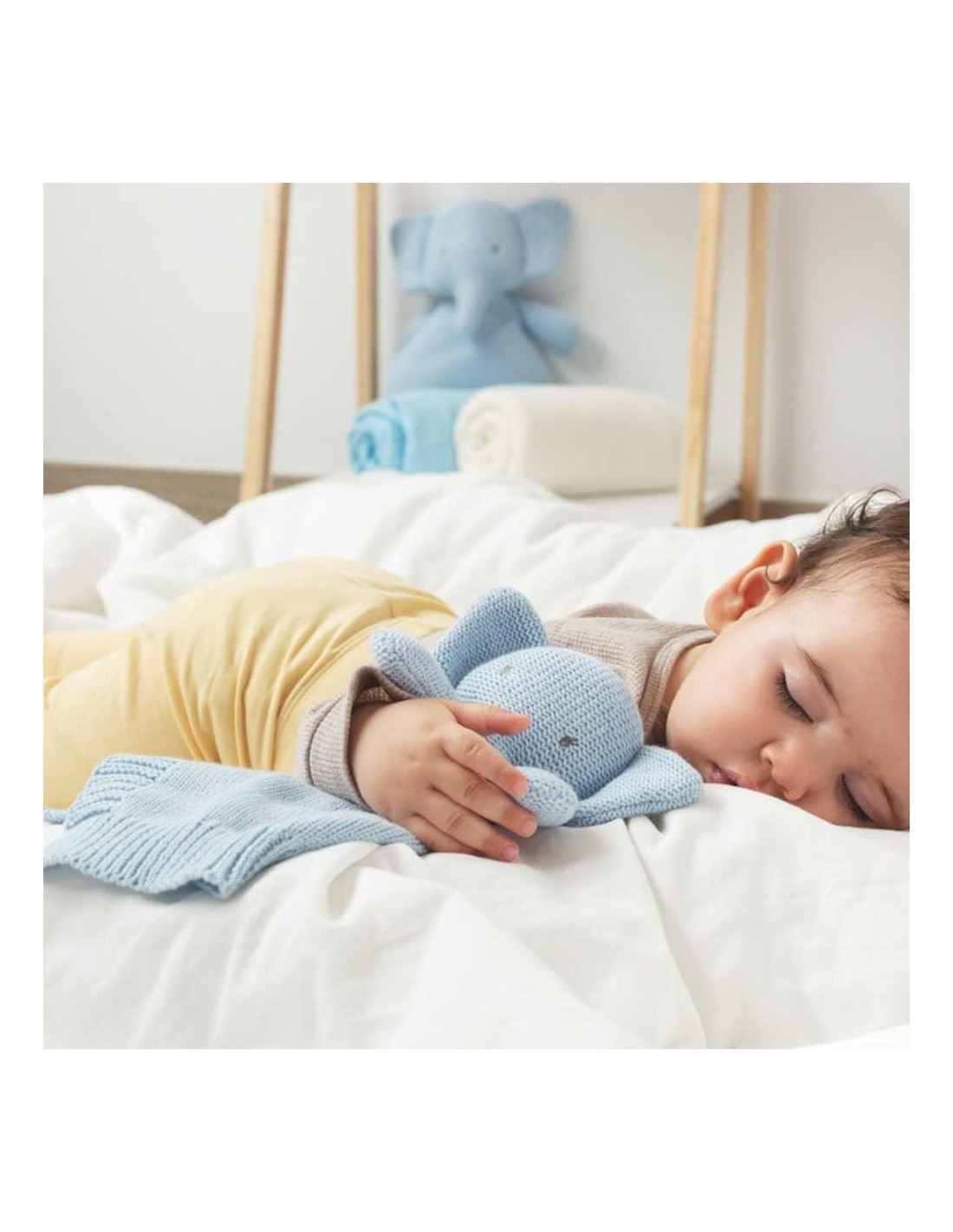 KIOKIDS Doudou Elefante Azzurro 25 cm - Peluche Morbido per Bambini