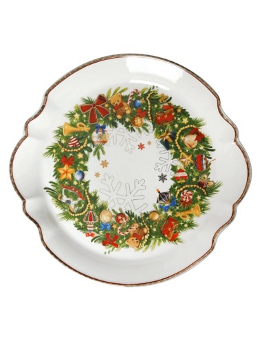 PORCELLANE: vendita online Vassoio da Portata Brandani Christmas in Porcellana Ø 33 cm – Eleganza Natalizia per Servire in of...