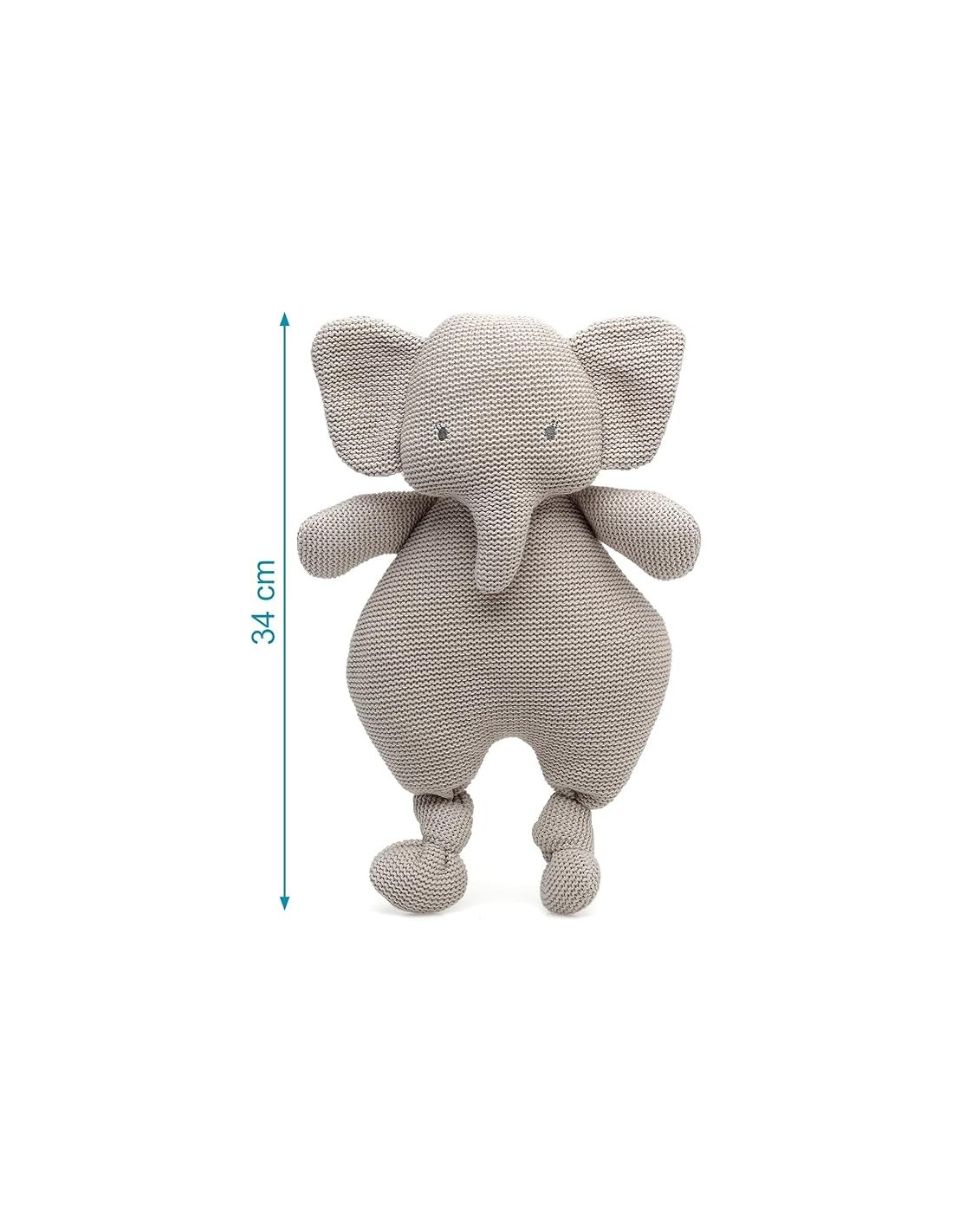 Kiokids Peluche Elefante in Cotone Grigio 33 cm | shopincasa.it