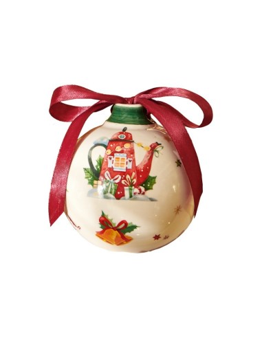 OGGETTISTICA NATALE: vendita online Palla di Natale Teiera Ceramica di Natale Brandani, D 10 cm, La Magia di Natale a Casa Tu...