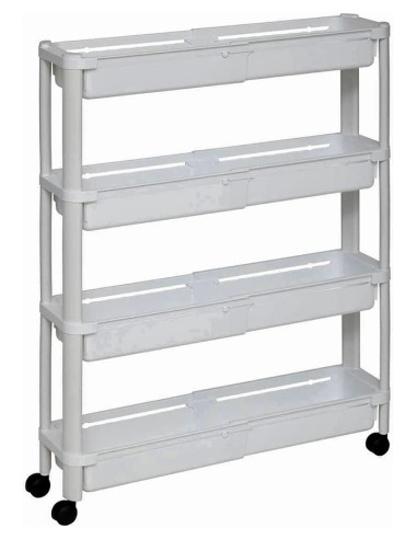 CARRELLI E MENSOLE: vendita online Carrello 4 Ripiani Bianco, Dimensioni 37,5x15x79 cm, con Ruote e Spazio Ottimizzato in off...