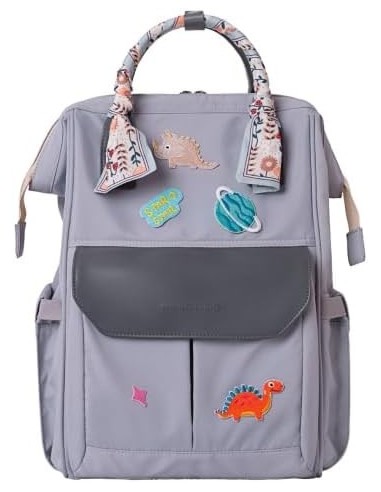 Borsa Fasciatoio Myla Kikkaboo - Grigio, con Adesivo Dino Rimovibile | Shopincasa.it