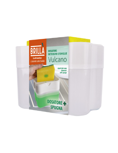 DOSATORE SAPONE PIATTI VULCANO CON SPUGNA