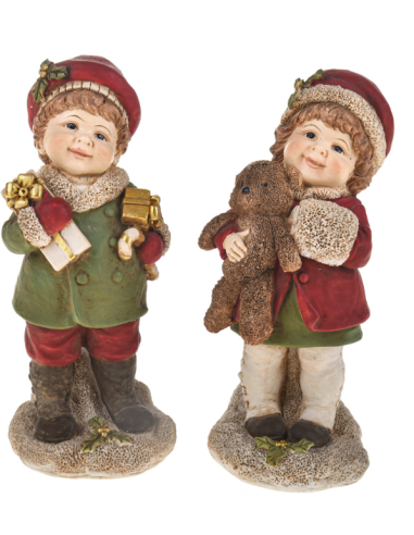 PERSONAGGI PRESEPE: vendita online Bambini con Doni Set 2 Pezzi in Resina h 15cm – La Magia di Natale a Casa Tua in offerta