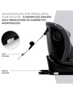 Kinderkraft I-GROW Seggiolino Auto 0-36 kg con Isofix e Girevole - Grigio