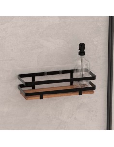 ACCESSORI VASCA E DOCCIA: vendita online Mensola da bagno in metallo e legno, 25,5x10x8 cm – Design compatto e resistente in ...