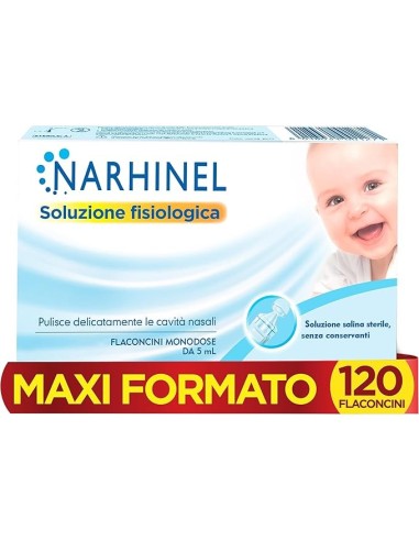 Narhinel Soluzione Fisiologica MAXI FORMATO - 120 Flaconcini per Lavaggi Nasali | shopincasa.it