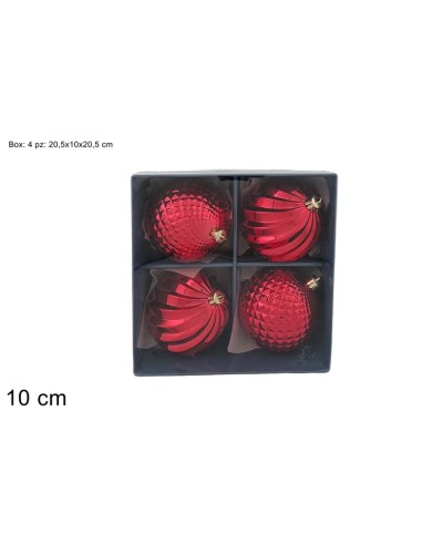 PALLE 10CM SET 4PZ ROSSE IN BOX