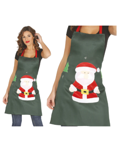 VESTITI: vendita online COSTUME NATALIZIO GREMBIULE VERDE DECORO BABBO NATALE in offerta