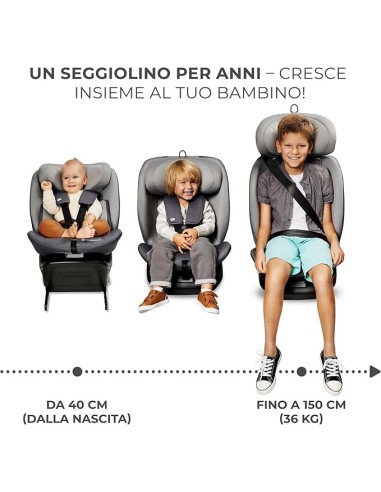 Kinderkraft I-GROW Seggiolino Auto 0-36 kg con Isofix, 360°, Reclinabile - Shopincasa.it