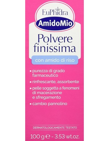 Amidomio Euphidra Polvere Finissima 100g - Cura della Pelle con Amido di Riso