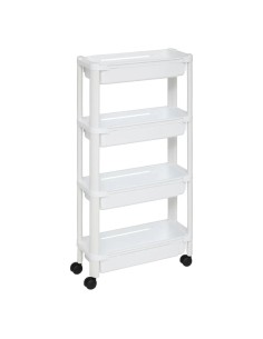 CARRELLI E MENSOLE: vendita online Carrello 4 Ripiani Bianco, Dimensioni 37,5x15x79 cm, con Ruote e Spazio Ottimizzato in off...