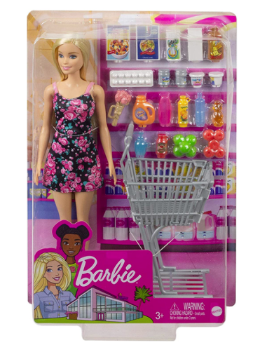 BARBIE GTK94 BAMBOLA CON CARRELLO SPESA