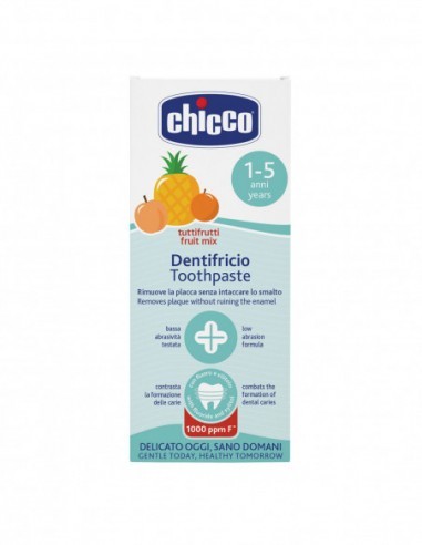 Chicco Dentifricio Tuttifrutti da 1 a 5 Anni con Fluoro – Protezione e Igiene