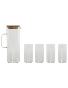 SET 4 BICCHIERI PC212545 CON CARAFFA BOROSILICATO/BAMBOO