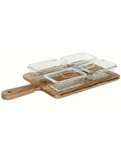 SET APERITIVO 5PZ PC212549 VETRO/LEGNO 39X20X5CM