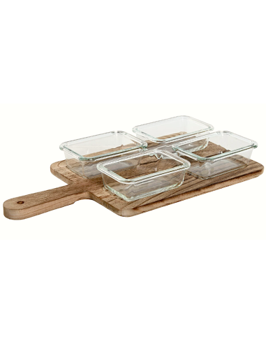 SET APERITIVO 5PZ PC212549 VETRO/LEGNO 39X20X5CM