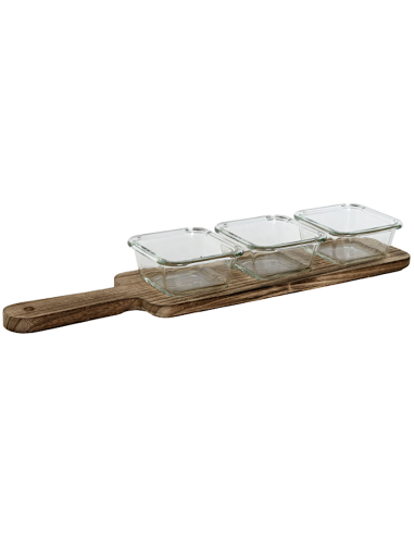 SET APERITIVO 4PZ PC212550 VETRO/LEGNO 43X10X5CM