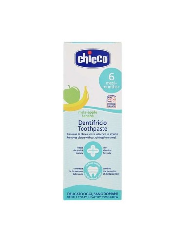 Chicco Dentifricio con Fluoro Mela e Banana 6+ Mesi - 50ml | shopincasa.it