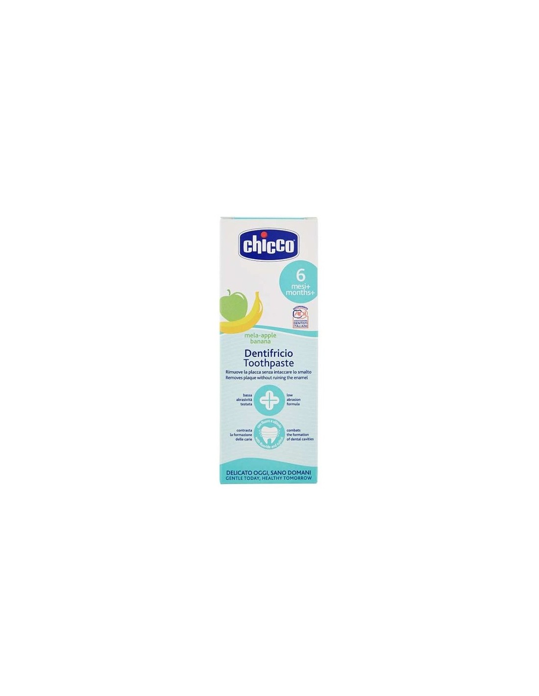 Chicco Dentifricio con Fluoro Mela e Banana 6+ Mesi - 50ml | shopincasa.it