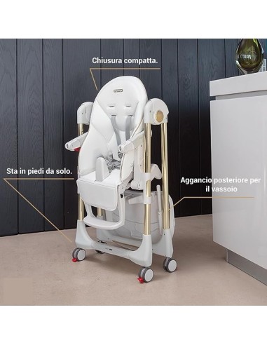 Peg Perego Prima Pappa Follow Me Seggiolone Reclinabile e Ultracompatto, Astral | ShopinCasa.it