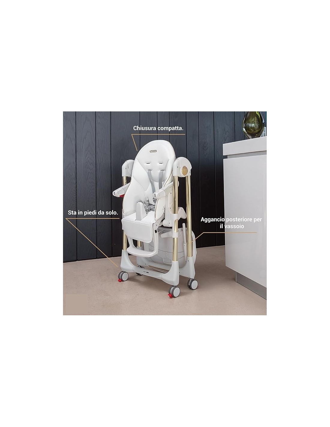 Peg Perego Prima Pappa Follow Me Seggiolone Reclinabile e Ultracompatto, Astral | ShopinCasa.it