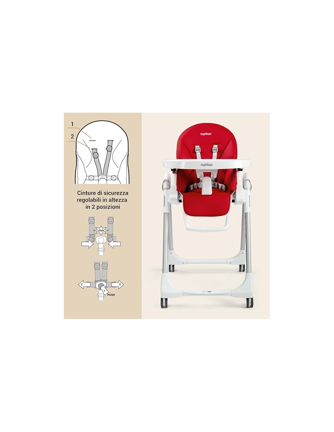 Peg Perego Prima Pappa Follow Me Seggiolone Reclinabile e Ultracompatto, Astral | ShopinCasa.it