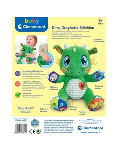 Dino, Draghetto Birichino: Peluche educativo per bambini - Shopincasa