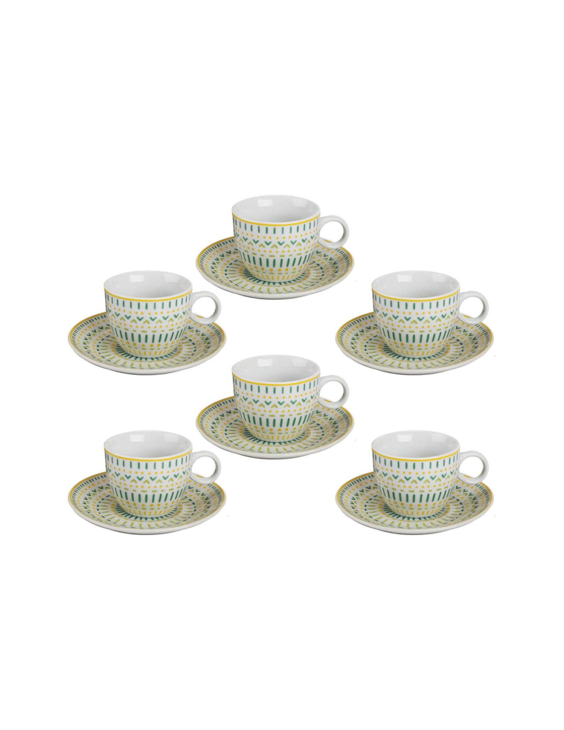 TAZZE CAFFE' E LATTE: vendita online Tazzine caffè 6 pezzi con piattino, Linea Venere, decoro elegante, ceramica resistente i...