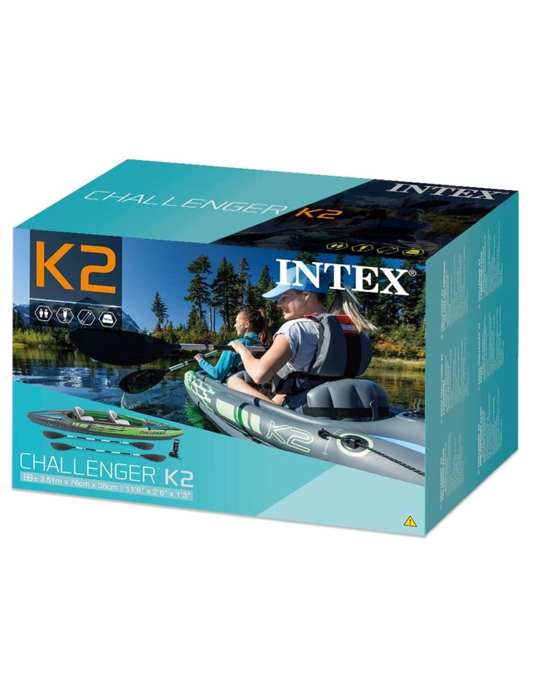 GONFIABILI: vendita online Intex Canoa Challenger K2, 351x76x38 cm, 2 Posti, Gonfiabile, Con Remi e Pompa, Resistente e Sport...