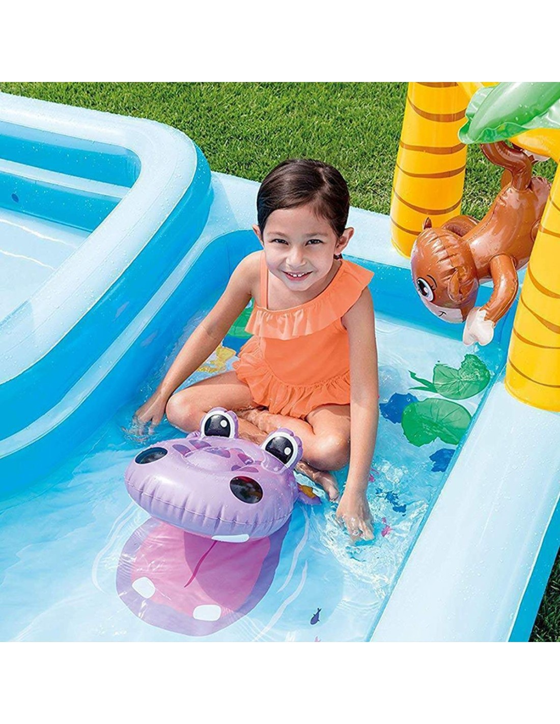 GONFIABILI: vendita online Playcenter Jungle Intex 244x198x71 cm Piscina Gonfiabile con Scivolo e Giochi per Bambini in offerta