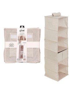 BOX E CONTENITORI SALVASPAZIO: vendita online Scarpiera Groomy 6 scomparti con cestino 127x30cm, organizer beige, porta scarp...